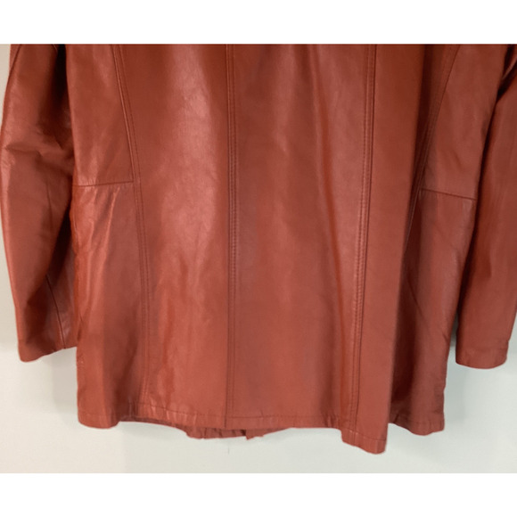 Vtg Sears Leather Shop Reddish Brown Leather Jacket 70s Ranch Removable liner 40 - Picture 11 of 12